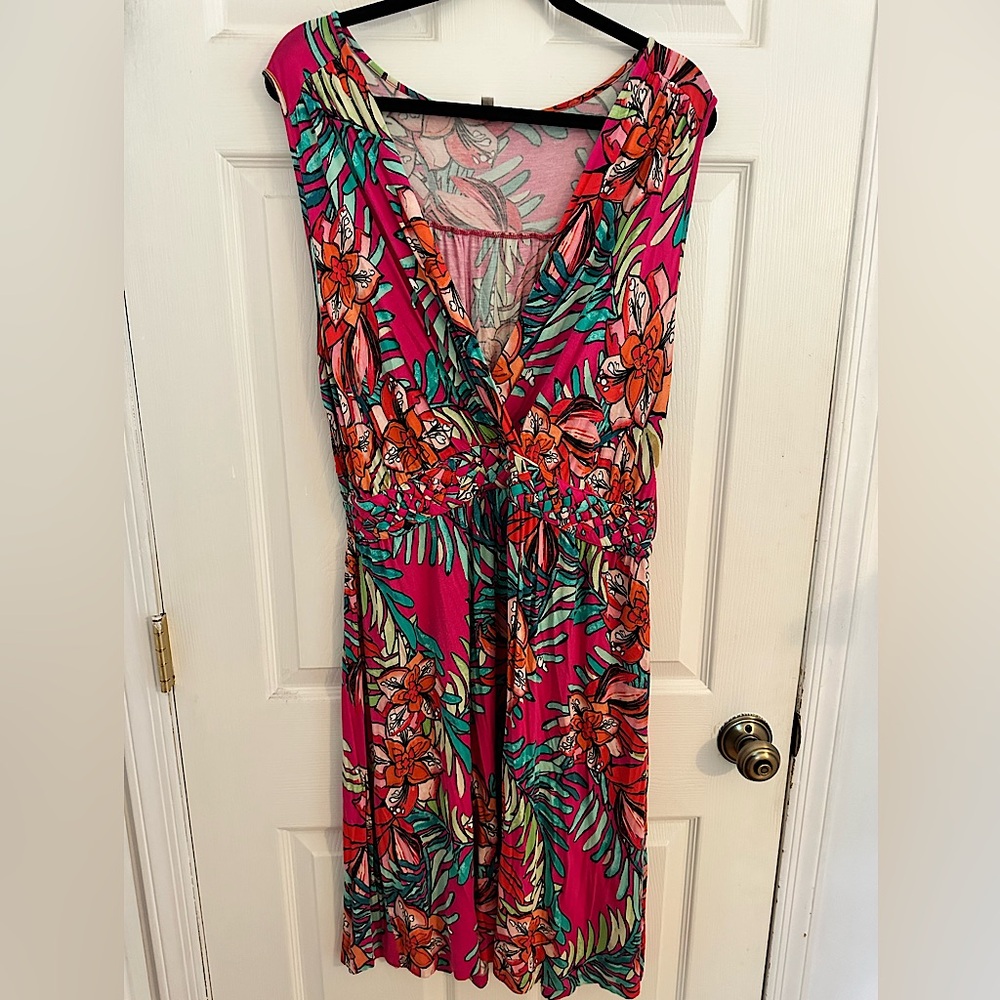 Tropical Print Sleeveless Dress sz.xxl